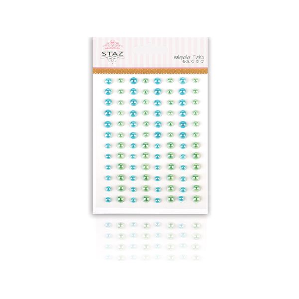 Staz Halvperler m/lim – Turkis – 96stk