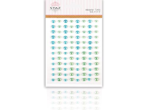 Staz Halvperler m/lim – Turkis – 96stk