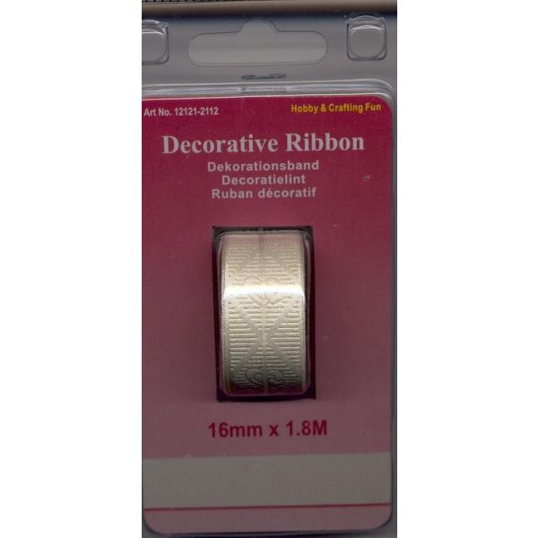 Bånd kremfarget m/hjerter 16mm x 1,8m