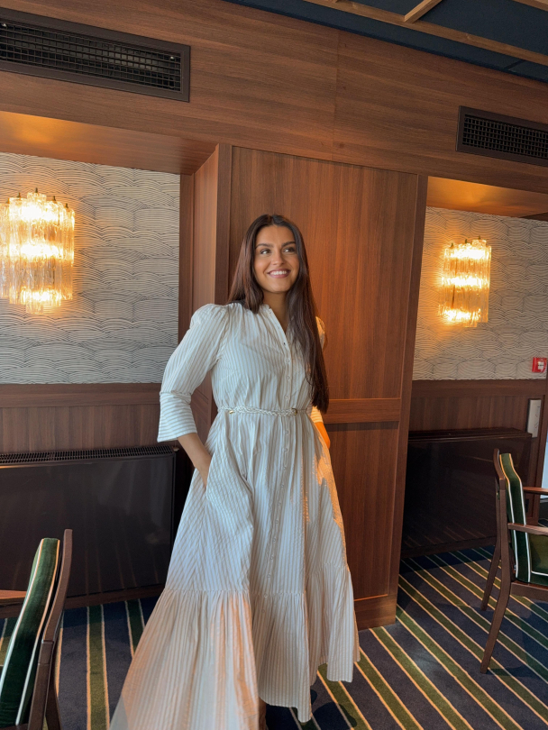 Seersucker Button Down Dress - Khaki Stripe - Image 5