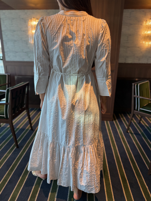Seersucker Button Down Dress - Khaki Stripe - Image 7