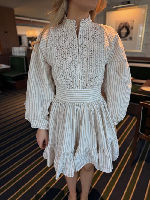 Seersucker Mini Dress - Khaki Stripe