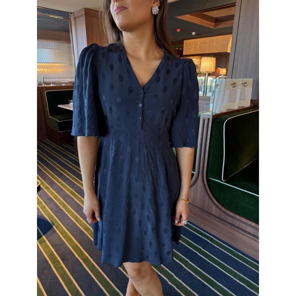 Spring V-Neck Dress - Marine