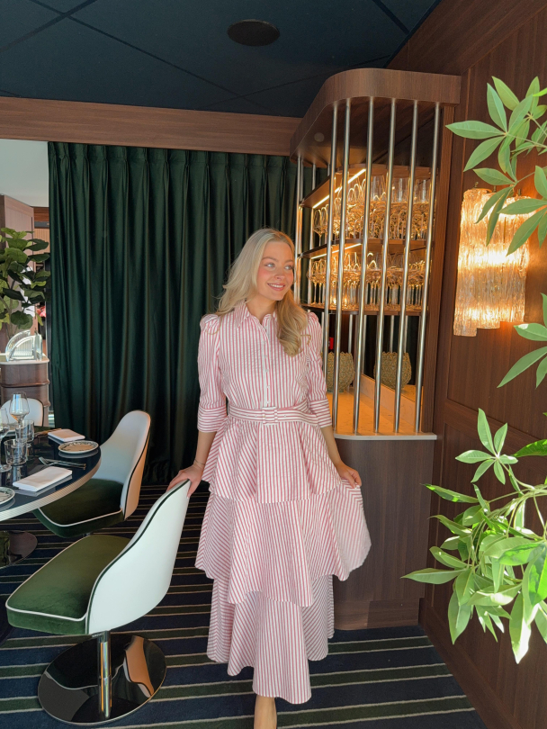 Seersucker Flounce Dress - Pink Stripe  - Image 2