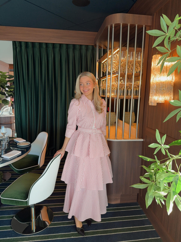 Seersucker Flounce Dress - Pink Stripe  - Image 5