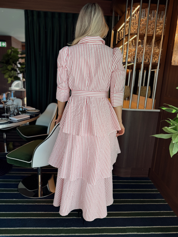 Seersucker Flounce Dress - Pink Stripe  - Image 6
