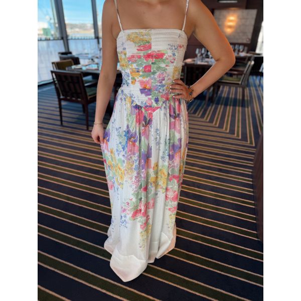 Dotted Georgette Bandeau Dress - Flower Meadow 