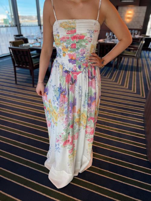 Dotted Georgette Bandeau Dress - Flower Meadow 