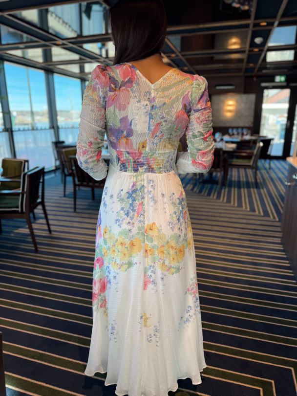 Dotted Georgette Button-Down Dress -Flower Meadow   - Image 6