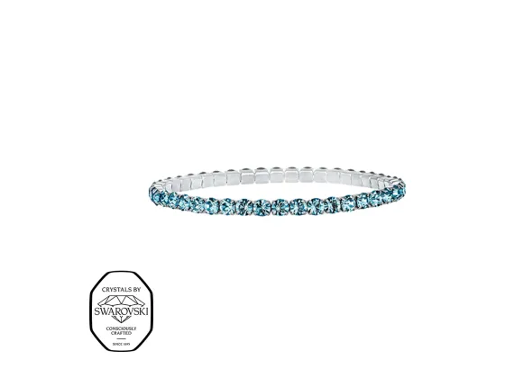 Aura elastisk tennis armb&aring;nd - Aquamarin (S&oslash;lv)