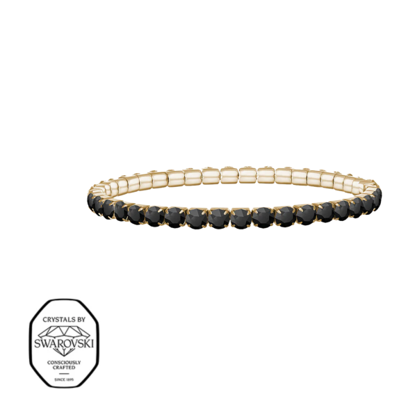 Aura elastisk tennis armb&aring;nd - Svart (Forgylt)