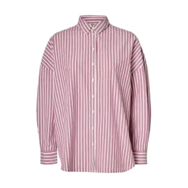 Emma - Sanni Striped Shirt - Anemone/Bright White Stripes 