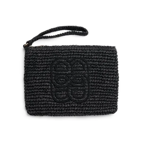 Mim Straw Clutch Black