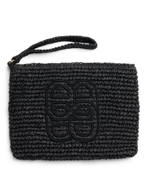 Mim Straw Clutch Black