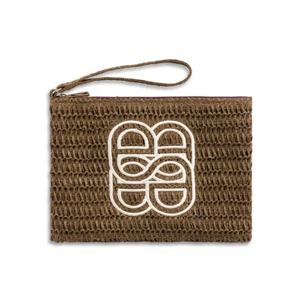 Mim Straw Clutch Brown