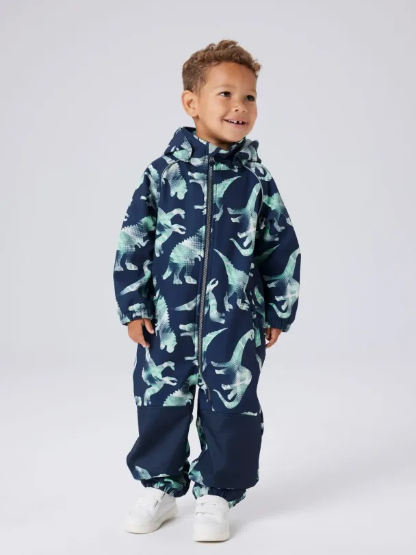 NMMalfa Softshelldress Dinosaur Blå - Image 1