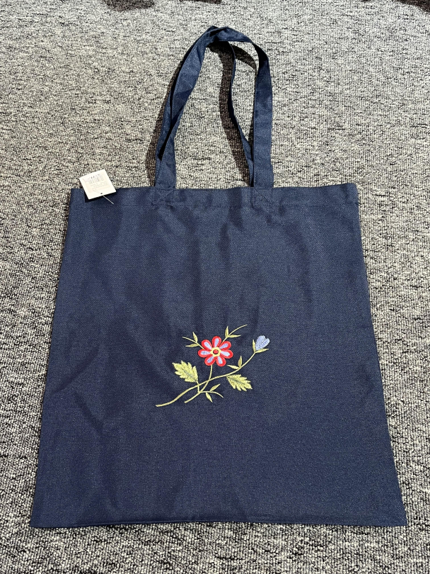 Handlepose Bunad Blå m/blomster