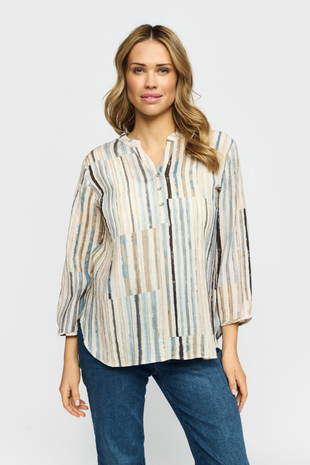 Amoa Bluse Blå Striper - Image 1