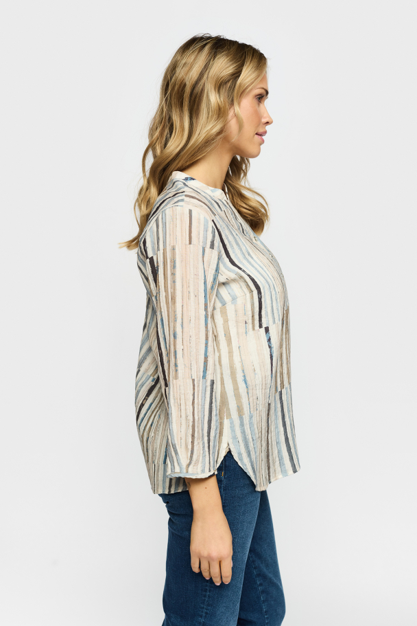 Amoa Bluse Blå Striper - Image 2
