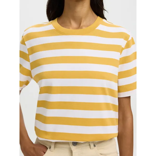 Essential Boxy Tee Striped Ochre