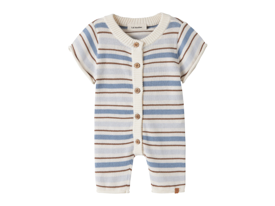 Hito Knit Suit, Coconut Milk / Dusty Blue - Lil' Atelier