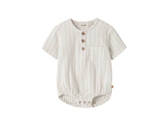 Hagi Loose Shirt Body, Cocnut Milk / Dusty Blue - Lil' Atelier