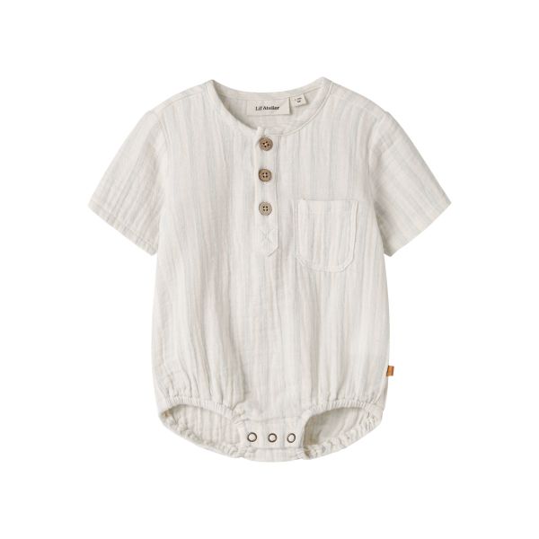Hagi Loose Shirt Body, Cocnut Milk / Dusty Blue - Lil' Atelier
