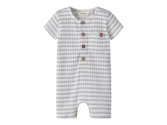 Haldur Loose Short Suit, Coconut Milk / Dusty Blue - Lil' Atelier