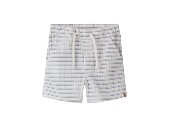 Haldur Loose Shorts, Coconut Milk / Dusty Blue - Lil' Atelier