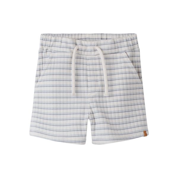 Haldur Loose Shorts, Coconut Milk / Dusty Blue - Lil' Atelier