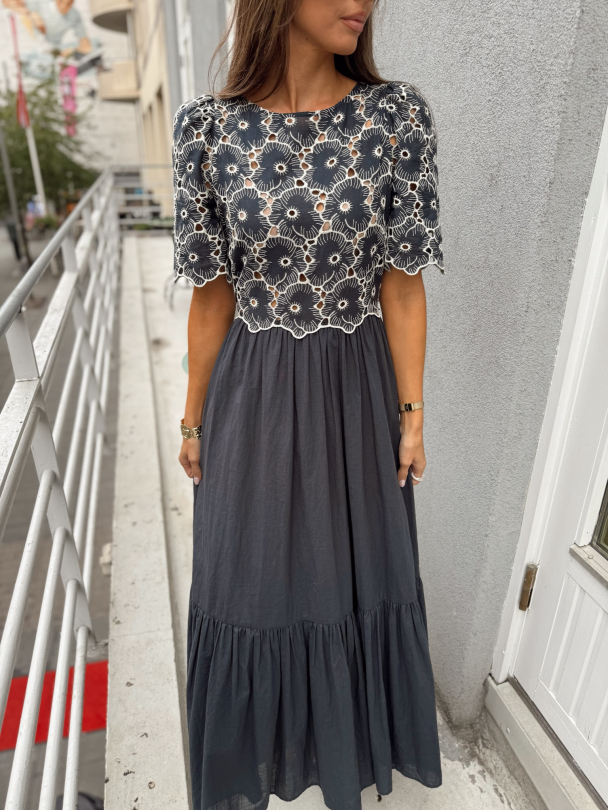 Broderie Anglaise Maxi Dress - Marine  - Image 1