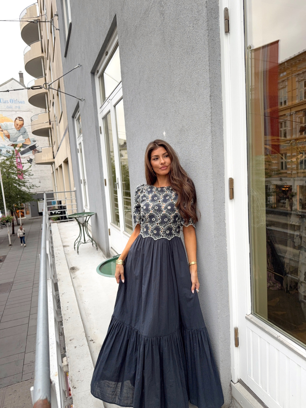 Broderie Anglaise Maxi Dress - Marine  - Image 3