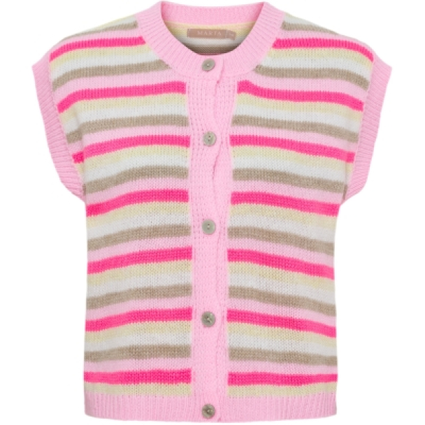 Novalie Strikket Vest Striper Rosa - Image 1