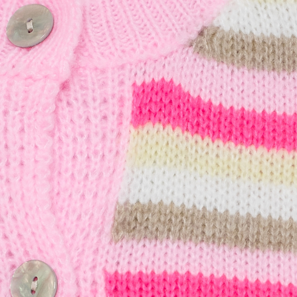 Novalie Strikket Vest Striper Rosa - Image 3