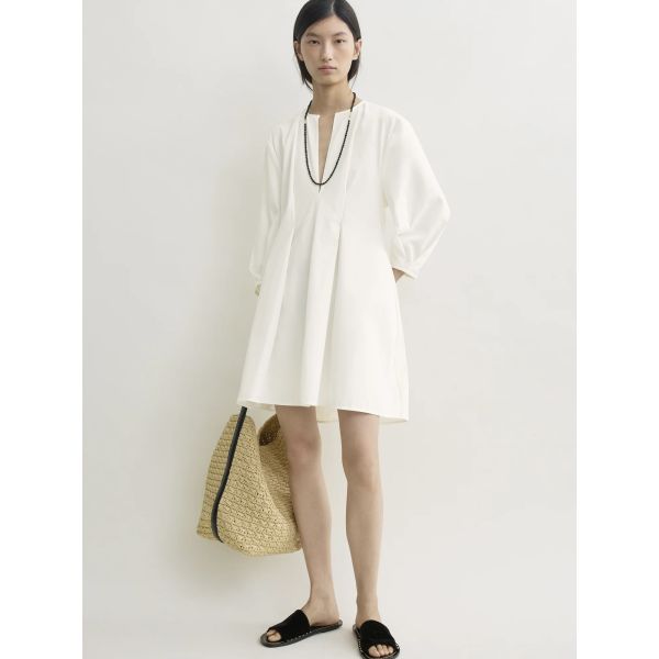 Balloon Sleeve Cotton Dress White