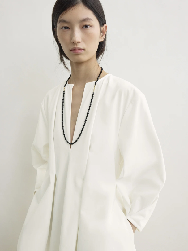 Balloon Sleeve Cotton Dress White - Image 2