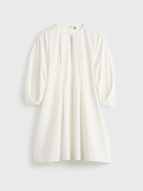Balloon Sleeve Cotton Dress White - Image 3