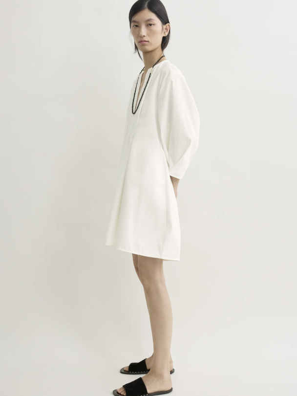 Balloon Sleeve Cotton Dress White - Image 5