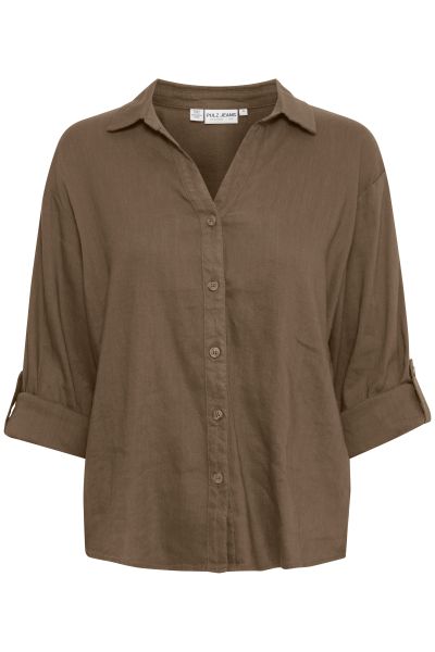 PZluca Skjorte Lin Brun