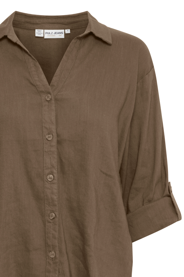 PZluca Skjorte Lin Brun - Image 3