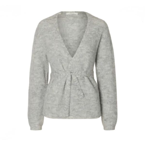 Lulu Knit Wrap Cardigan - Light Grey 
