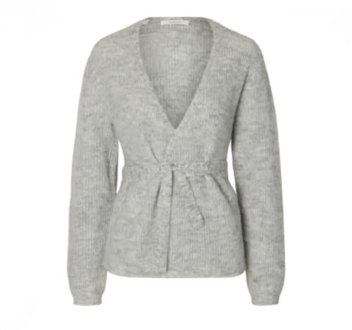 Lulu Knit Wrap Cardigan - Light Grey 