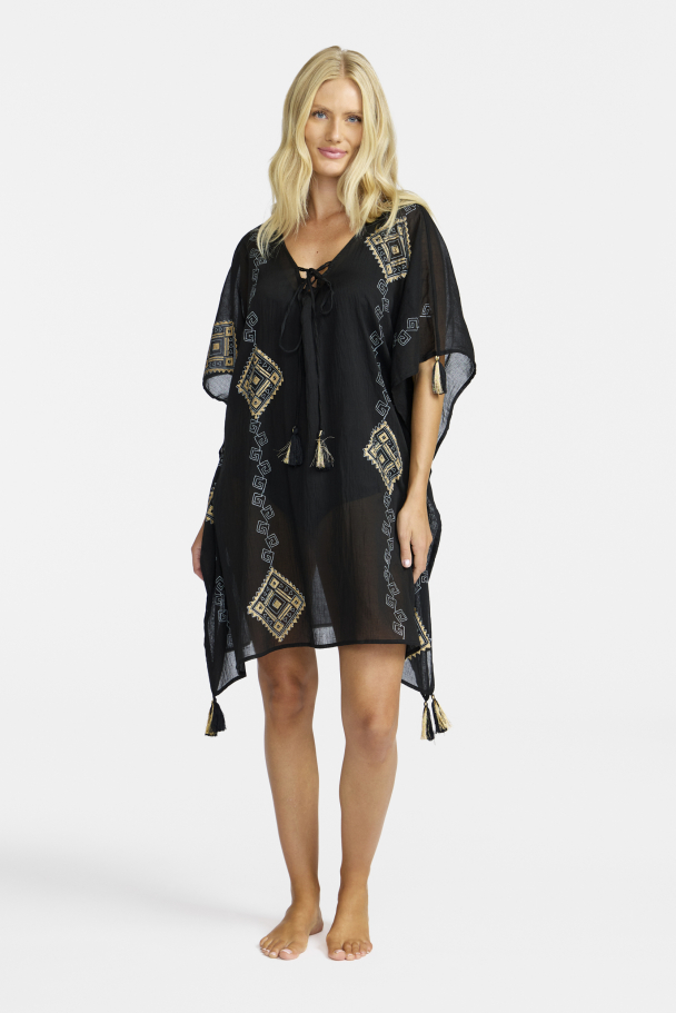 Kaftan m/gullmønster Svart - Image 1