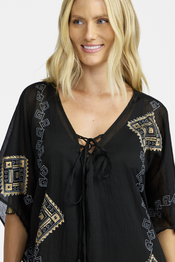 Kaftan m/gullmønster Svart - Image 3