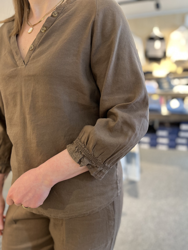 PZluca Bluse Lin Brun - Image 3