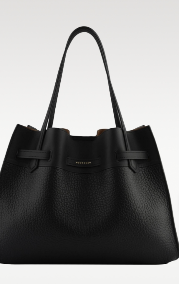 Blossom Cowhide Leather X-Large Satchel Bag - Black - Image 3