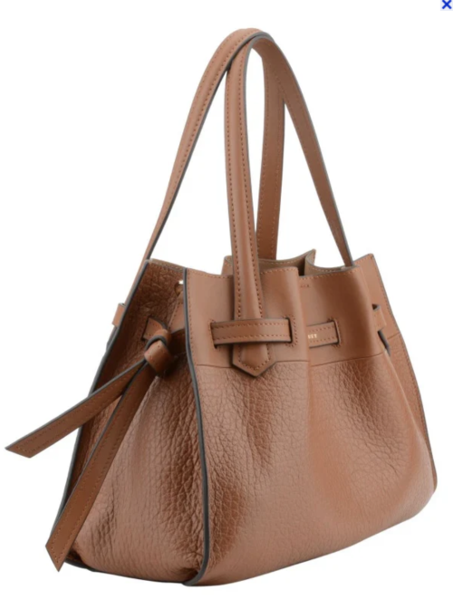 Blossom Cowhide Leather X-Large Satchel Bag -  Camel