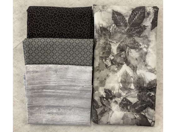 30 stoffpakke gr&aring;/sort 4 x 50cm