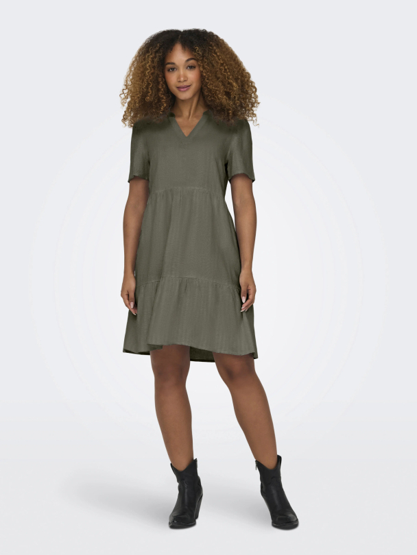 ONLTIRI-GOA SS V-NEC LIN BL DRESS CC PNT - Image 4