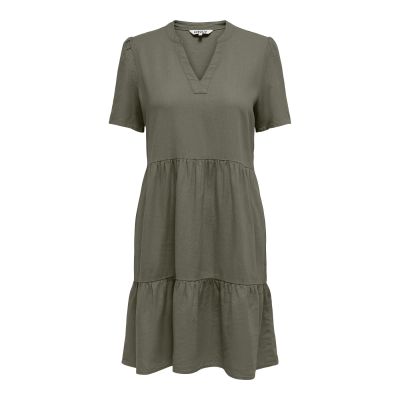 ONLTIRI-GOA SS V-NEC LIN BL DRESS CC PNT